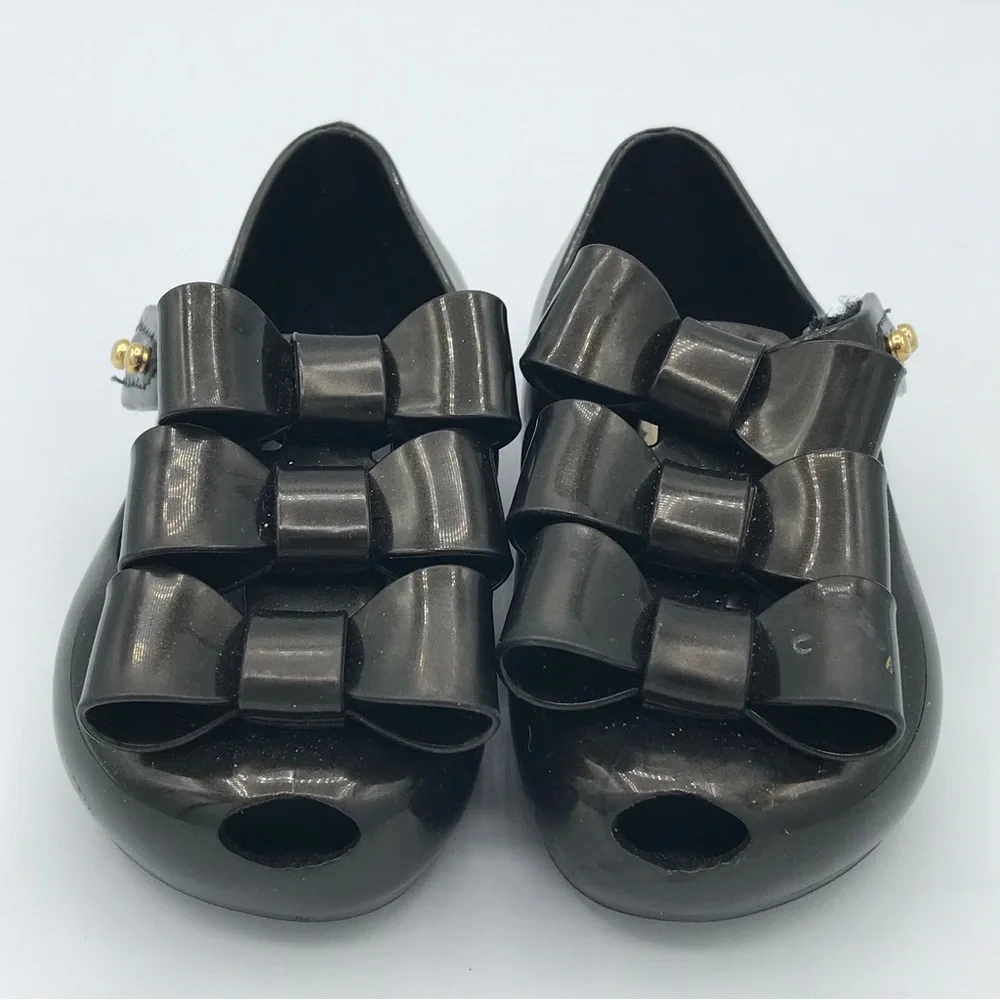 Mini Melissa Ultragirl Little Girls Sz 5‎ Triple Bow Mary Jane Shoes Sandals EUC